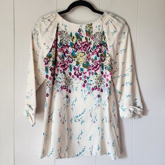 81 Poppies 100% Silk Boho Cottage Vintage Lightweight Floral Blouse 4 - Picture 9 of 11